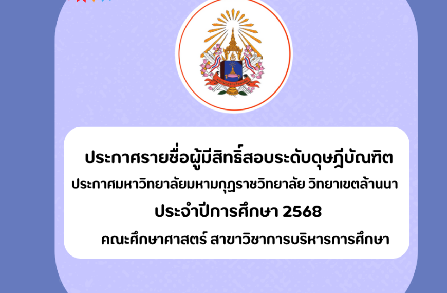 ประกาศรายชื่อผู้มีสิทธิ์สอบระดับดุษฎีบัณฑิต ประจำปีการศึกษา 2568คณะศึกษาศาสตร์ สาขาวิชาการบริหารการศ…